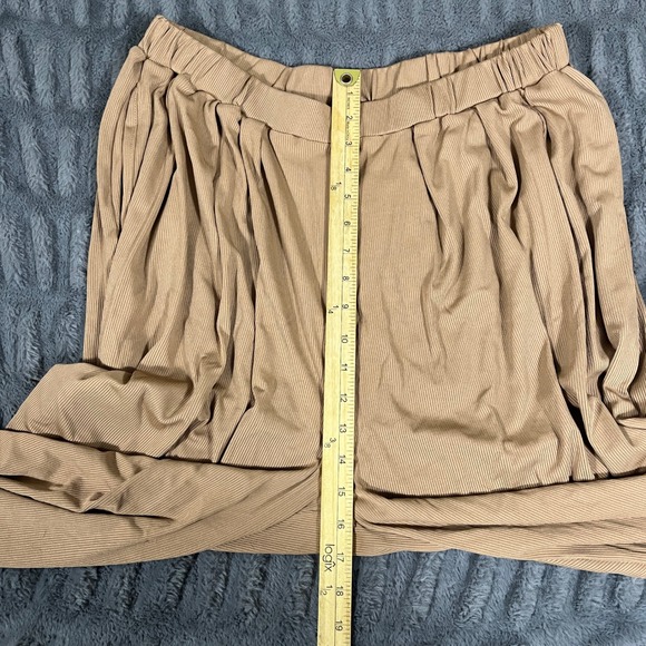 CIDER Ribbed Wide Leg Palazzo Pants Beige Size 1XL Elastic Waist - Picture 7 of 10